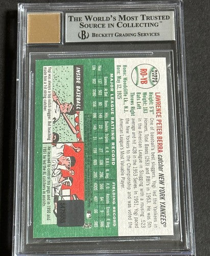 2003 Topps Heritage Real One Signed YOGI BERRA Red Ink Bgs 10 Gem Mint Auto Sp