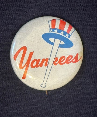 NY Yankees 1.5 “ Original 1960’s Pin Pinback Button Top Hat Baseball Logo