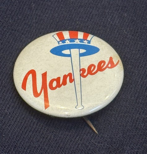 NY Yankees 1.5 “ Original 1960’s Pin Pinback Button Top Hat Baseball Logo