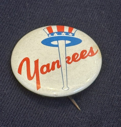 NY Yankees 1.5 “ Original 1960’s Pin Pinback Button Top Hat Baseball Logo