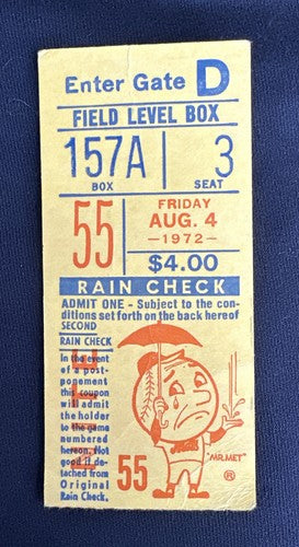 NY Mets 8/4/ 1972 Vs Cubs Baseball Ticket Stub Willie Mays HR # 651 W/ 3 Hits Ex