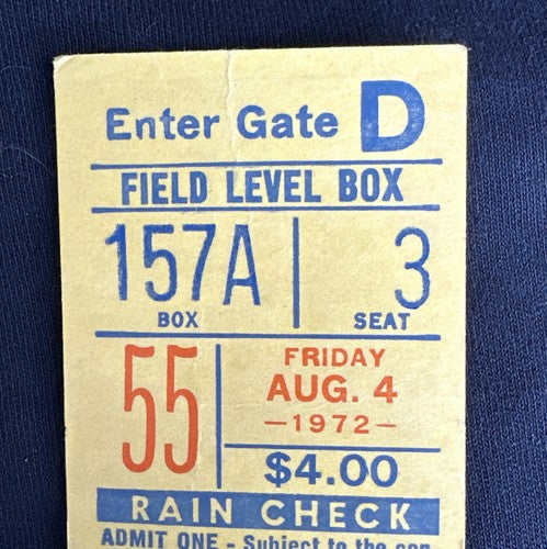 NY Mets 8/4/ 1972 Vs Cubs Baseball Ticket Stub Willie Mays HR # 651 W/ 3 Hits Ex