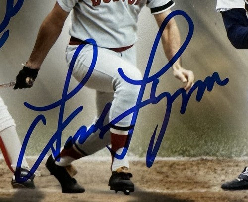 1975 Red Sox Outfield Signed 8x10 Framed Photo Jim Rice Lynn Evans Auto CBM COA