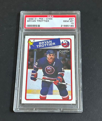 1988 O-PEE-CHEE #97 BRYAN TROTTIER Opc ISLANDERS HOF PSA 10 Gem Mint Beauty