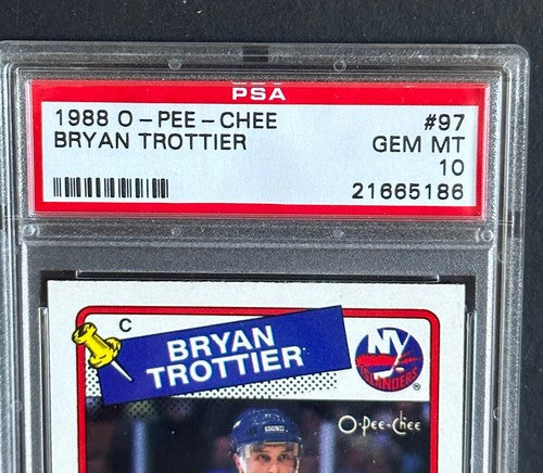 1988 O-PEE-CHEE #97 BRYAN TROTTIER Opc ISLANDERS HOF PSA 10 Gem Mint Beauty