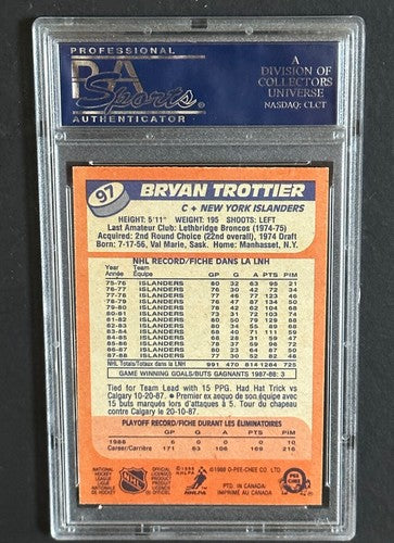 1988 O-PEE-CHEE #97 BRYAN TROTTIER Opc ISLANDERS HOF PSA 10 Gem Mint Beauty