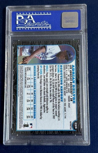 1999 BOWMAN CHROME ADRIAN BELTRE REFRACTOR #219 PSA 9 Mint Graded Dodgers Pop 5