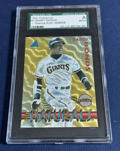 Barry Bonds 1994 Pinnacle Naturals SP Signed SGC & Jsa Coa Slabbed On Card Auto