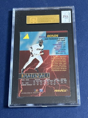 Barry Bonds 1994 Pinnacle Naturals SP Signed SGC & Jsa Coa Slabbed On Card Auto