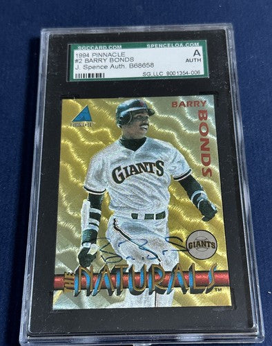 Barry Bonds 1994 Pinnacle Naturals SP Signed SGC & Jsa Coa Slabbed On Card Auto