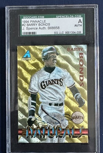 Barry Bonds 1994 Pinnacle Naturals SP Signed SGC & Jsa Coa Slabbed On Card Auto