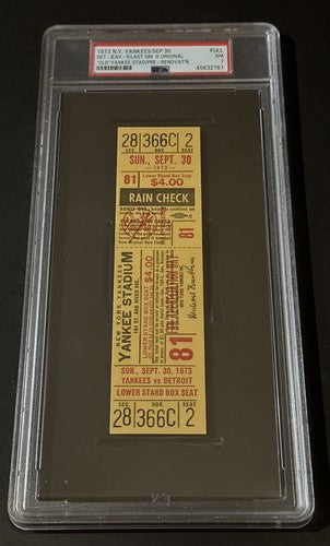 1973 Yankees Last Final Game Ever Old Yankee Stadium Full Ticket Psa 7 Nm Pop 1