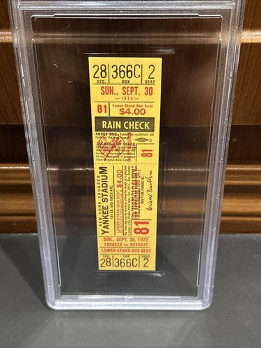 1973 Yankees Last Final Game Ever Old Yankee Stadium Full Ticket Psa 7 Nm Pop 1