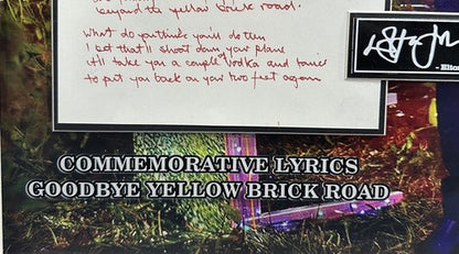 Elton John Goodbye Yellow Brick Road Framed Commemorative Lyrics Facsimile Auto