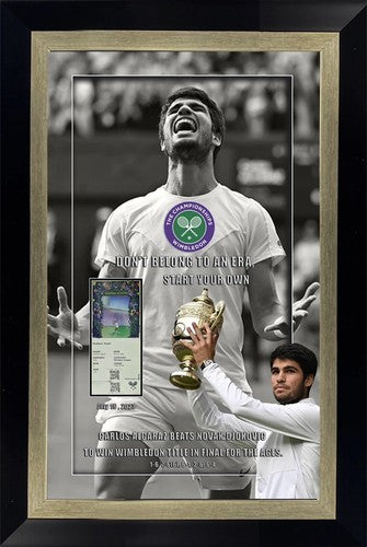 Carlos Alcaraz 19x30 Framed 3d Photo 2023 Wimbledon Champion Replica Ticket