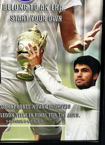 Carlos Alcaraz 19x30 Framed 3d Photo 2023 Wimbledon Champion Replica Ticket