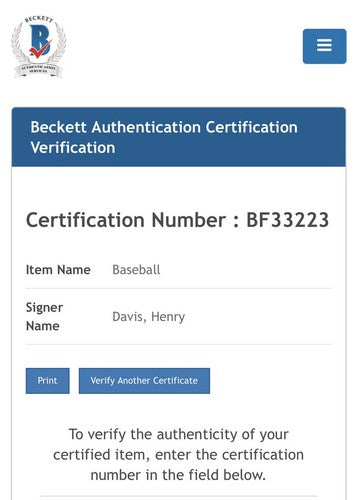 Henry Davis Signed Black & Gold Official MLB Baseball Rookie Auto Bas Beckett