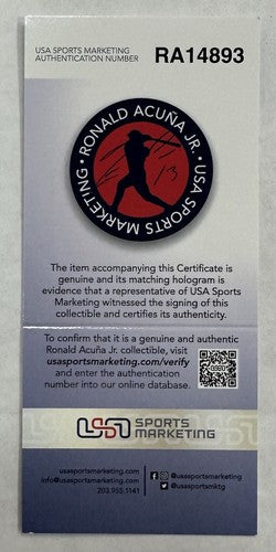 Ronald Acuna Jr Signed Game Model LS Bat 2018 Mlb Debut ROOKIE Auto Braves JSA