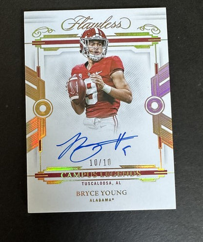 BRYCE YOUNG 2022 Flawless GOLD Campus Legends MINT ON CARD Rookie Auto 10/10 Rc