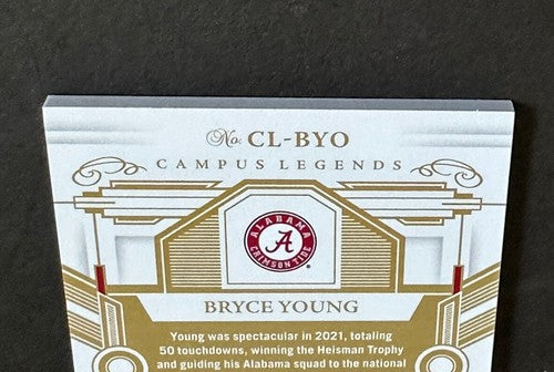 BRYCE YOUNG 2022 Flawless GOLD Campus Legends MINT ON CARD Rookie Auto 10/10 Rc