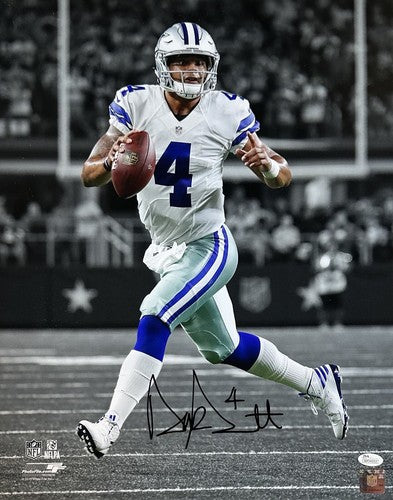 Dak Prescott Signed 16x20 Framed Spotlight Photo Cowboys Rookie Auto JSA COA