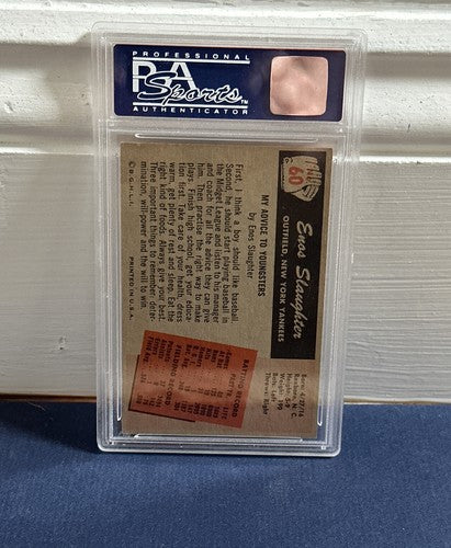 1955  BOWMAN #60 ENOS SLAUGHTER PSA 8 MINT NEW YORK YANKEES HOF BEAUTY HIGH END