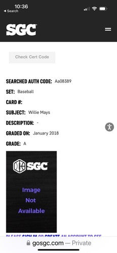 Willie Mays Signed Official Major League Newport Baseball Bintage Autograph SGC