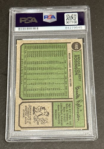 BROOKS ROBINSON 1974 TOPPS #160 SIGNED PSA DNA Coa Vintage Hof AUTO Orioles