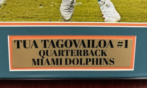Tua Tagovailoa Signed 16x20 Framed Photo Dolphins Mint Autograph Fanatics COA