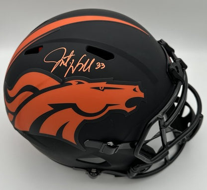 Javonte Williams Signed Broncos Speed Replica FS Eclipse Helmet Autograph BAS