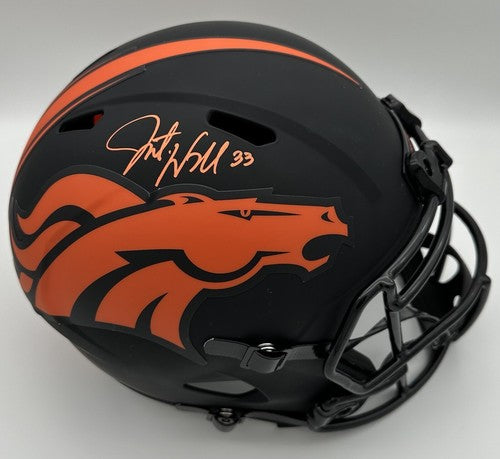 Javonte Williams Signed Broncos Speed Replica FS Eclipse Helmet Autograph BAS