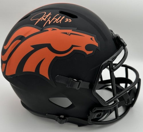 Javonte Williams Signed Broncos Speed Replica FS Eclipse Helmet Autograph BAS