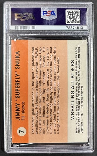 1983 Wrestling All Stars 7 Jimmy Snuka PSA 8 Mint Beauty Centered Superfly