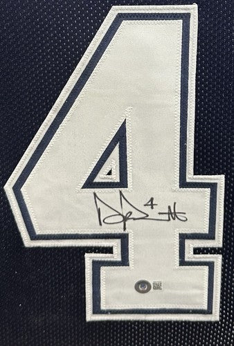 Dak Prescott Signed Framed Cowboys Alternate Blue Jersey Autograph BAS COA