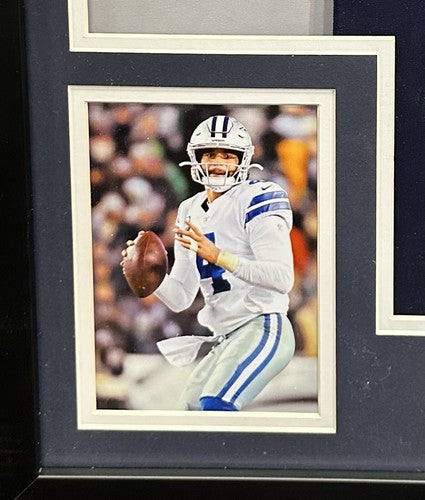 Dak Prescott Signed Framed Cowboys Alternate Blue Jersey Autograph BAS COA