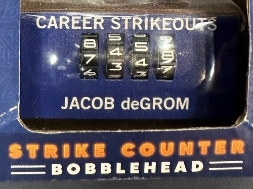 Jacob deGrom Max Scherzer 2022 NY Mets SGA Strike Counter Bobblehead Bobble Set