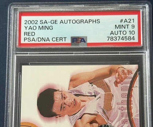 2002 SAGE YAO MING Rookie Psa 10 Gem Mint AUTO /125 Red PSA 9 Card Rc Hof Pop 1