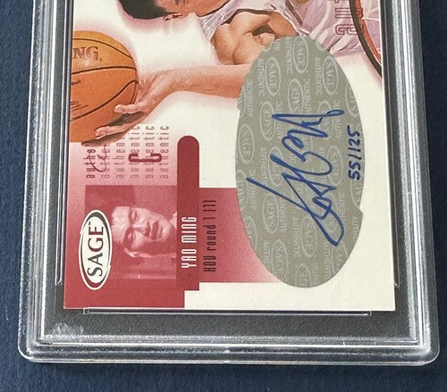 2002 SAGE YAO MING Rookie Psa 10 Gem Mint AUTO /125 Red PSA 9 Card Rc Hof Pop 1