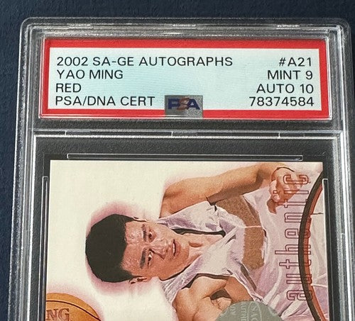 2002 SAGE YAO MING Rookie Psa 10 Gem Mint AUTO /125 Red PSA 9 Card Rc Hof Pop 1