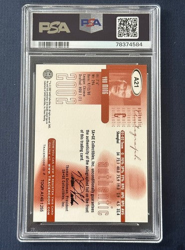 2002 SAGE YAO MING Rookie Psa 10 Gem Mint AUTO /125 Red PSA 9 Card Rc Hof Pop 1