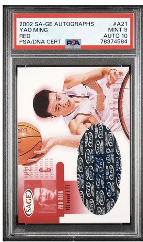 2002 SAGE YAO MING Rookie Psa 10 Gem Mint AUTO /125 Red PSA 9 Card Rc Hof Pop 1