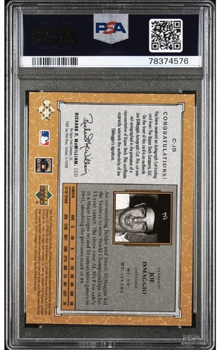 2001 Upper Deck SP Legendary Cuts Joe DiMaggio Psa 8 Mint Auto Cut Check Hof LE