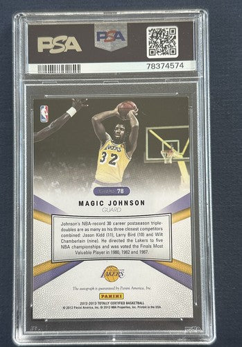 Magic Johnson 2012 Totally Certified PSA 10 Mint Auto Psa 9 Card /49 Lakers Hof