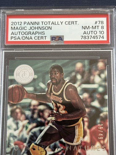 Magic Johnson 2012 Totally Certified PSA 10 Mint Auto Psa 9 Card /49 Lakers Hof