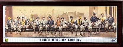 NY Yankees Framed Lunch Atop An Empire 12x36 Lithograph Photo Jeter Ruth LE COA