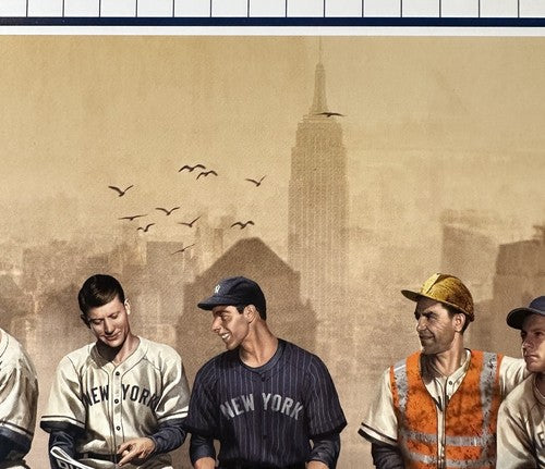 NY Yankees Framed Lunch Atop An Empire 12x36 Lithograph Photo Jeter Ruth LE COA