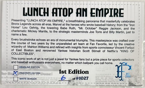 NY Yankees Framed Lunch Atop An Empire 12x36 Lithograph Photo Jeter Ruth LE COA