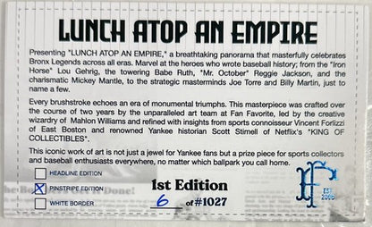 NY Yankees Framed Lunch Atop An Empire 12x36 Lithograph Photo Jeter Ruth LE COA