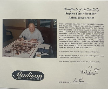 Stephen Furst Signed Animal House Framed Full Movie Poster Flounder Auto Pic COA