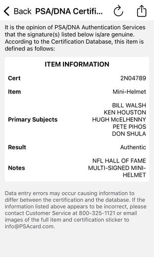 BILL WALSH & Don Shula Signed Nfl Mini Helmet Hof Auto Niners Dolphins Coach Psa